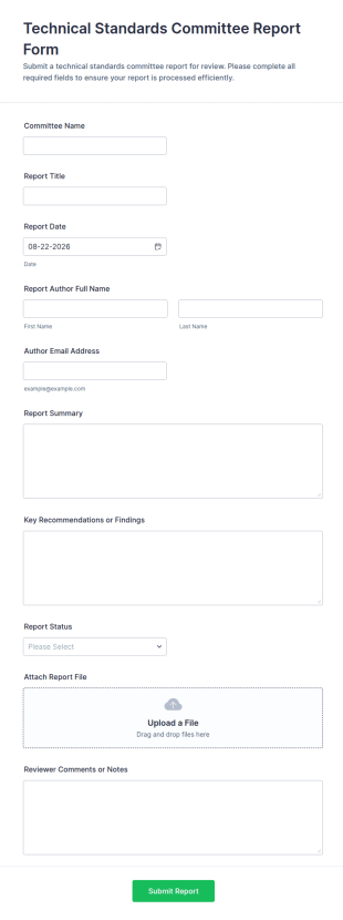 Technical Standards Committee Report Form Template