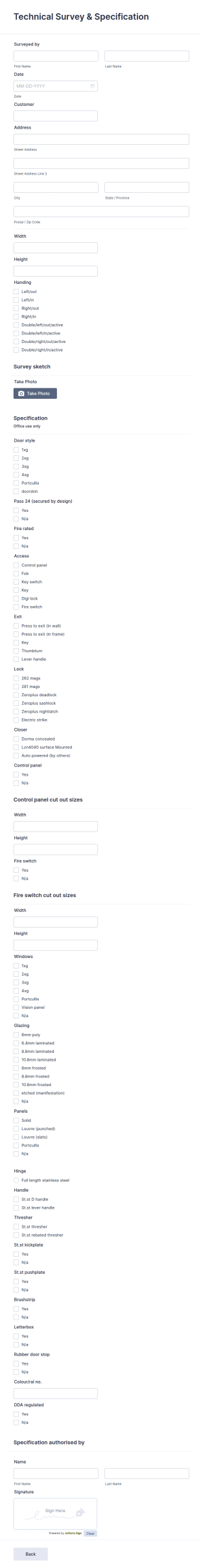 Technical Survey Form Template
