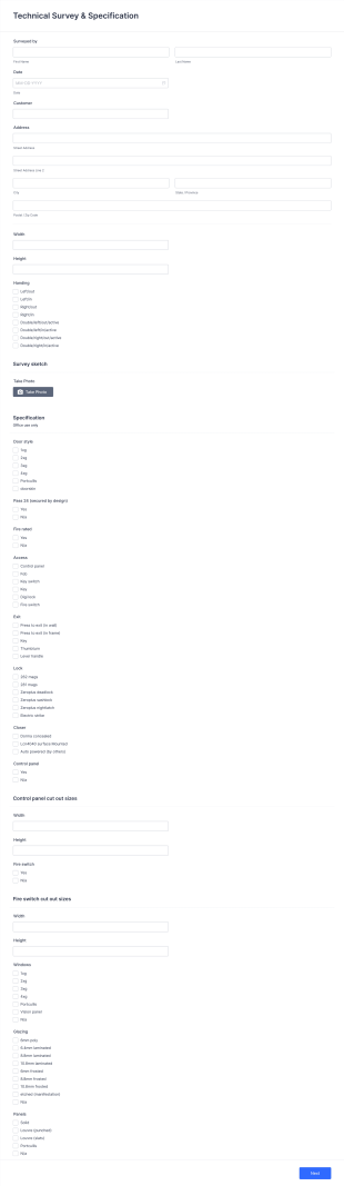 Technical Survey Form Template