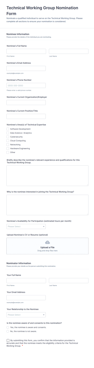 Technical Working Group Nomination Form Template