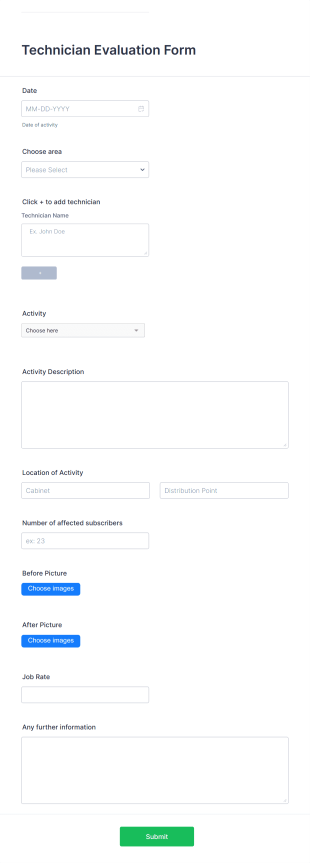 Technician Evaluation Form Template