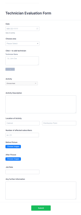 Technician Evaluation Form Template