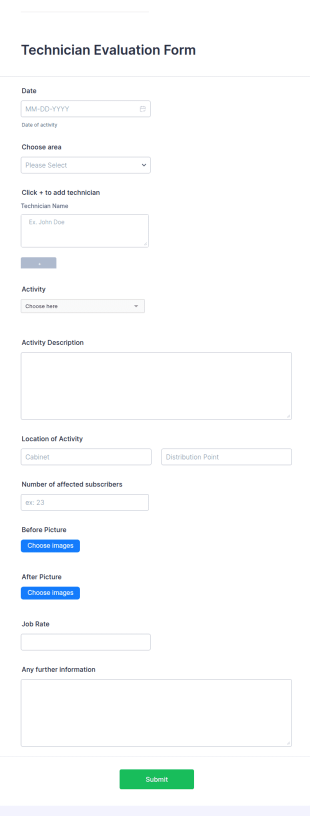 Technician Evaluation Form Template
