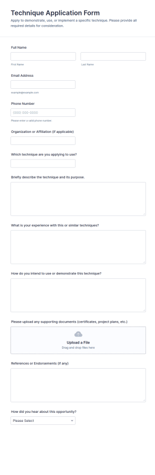 Technique Application Form Template