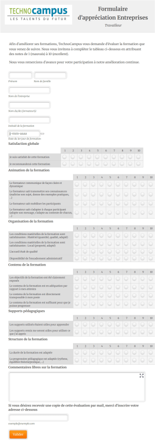 TechnoCampus | Formulaire D’appréciation Du TRAVAILLEUR Form Template