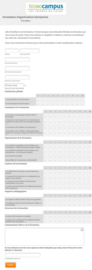 TechnoCampus | Formulaire D’appréciation Du TRAVAILLEUR