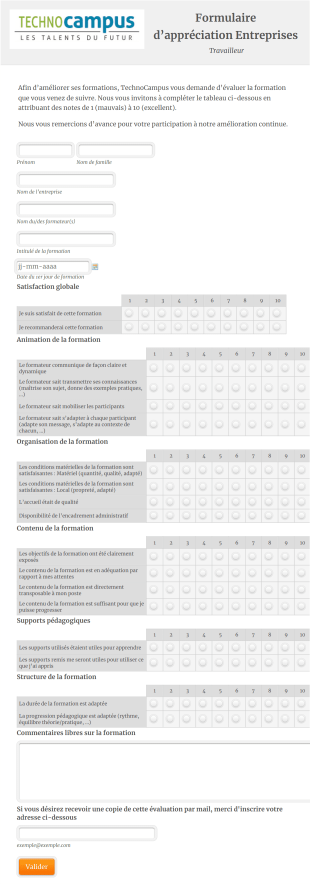 TechnoCampus | Formulaire D’appréciation Du TRAVAILLEUR Form Template