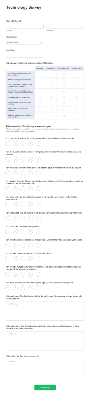 Technologieumfrage Form Template