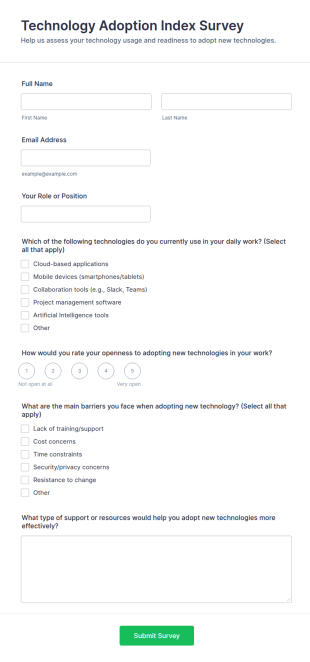 Technology Adoption Index Survey Form Template