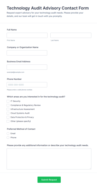 Technology Audit Advisory Contact Form Template