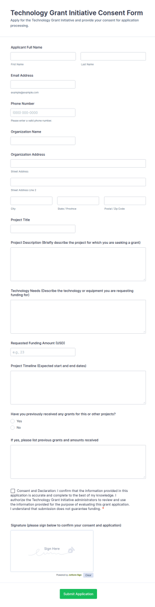 Technology Grant Initiative Consent Form Template