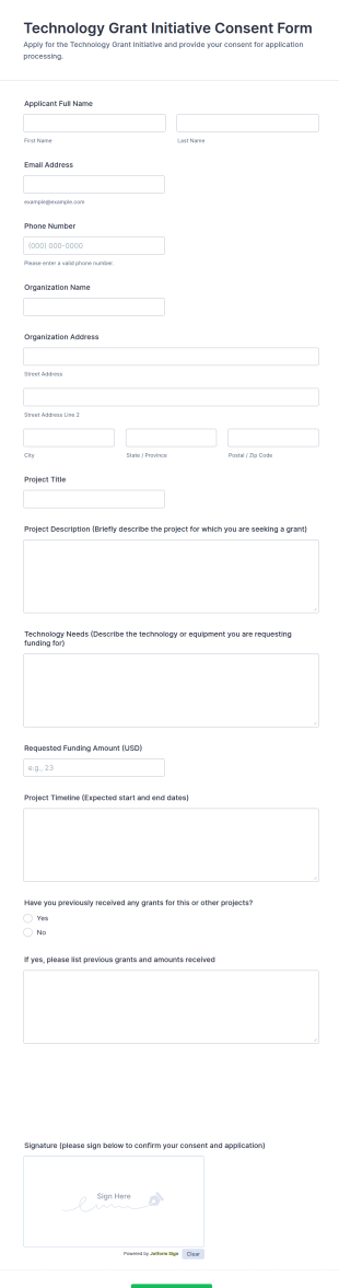 Technology Grant Initiative Consent Form Template