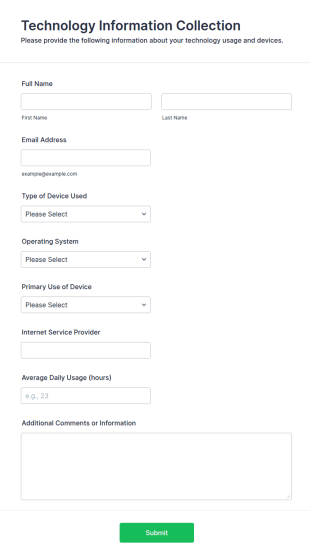 Technology Information Collection Form Template
