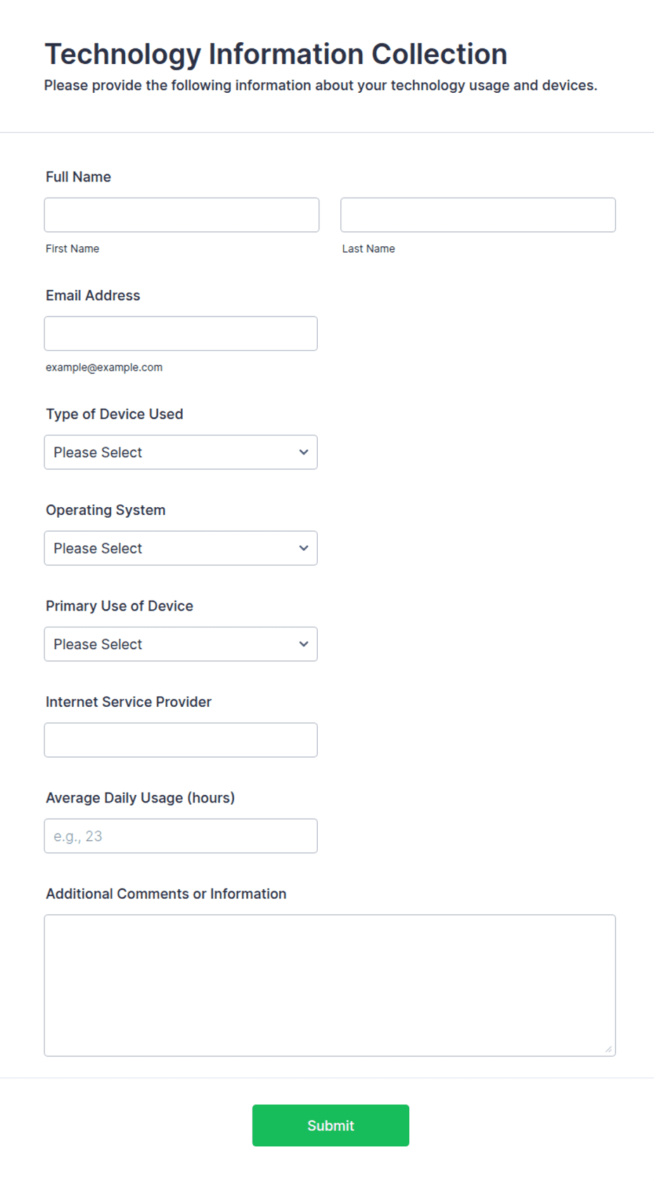 Technology Information Collection Form Template | Jotform