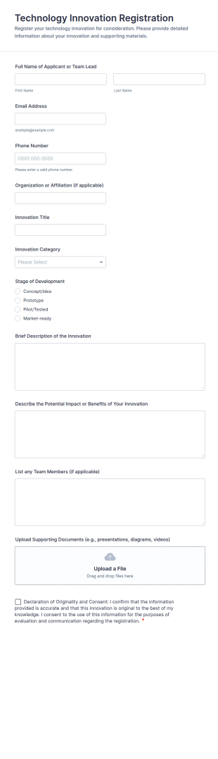 Technology Innovation Registration Form Template