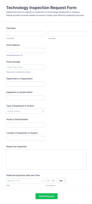 Technology Inspection Request Form Template