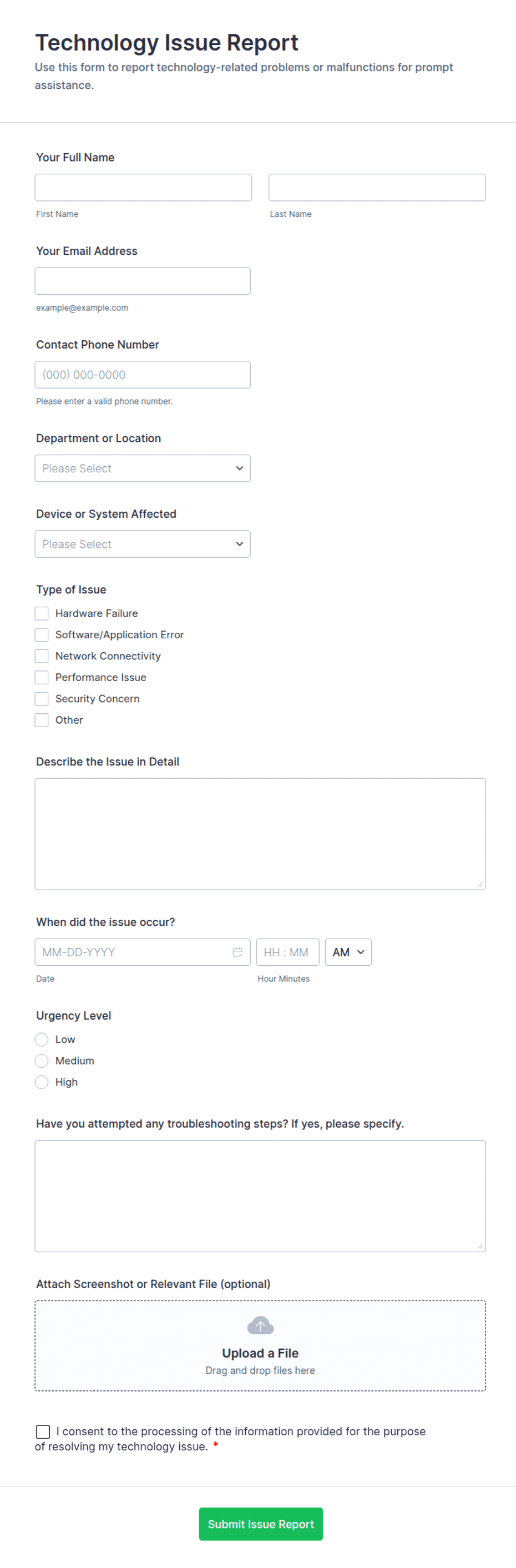 Technology Issue Report Form Template | Jotform