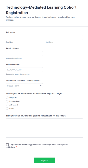 Technology Mediated Learning Cohort Registration Form Template