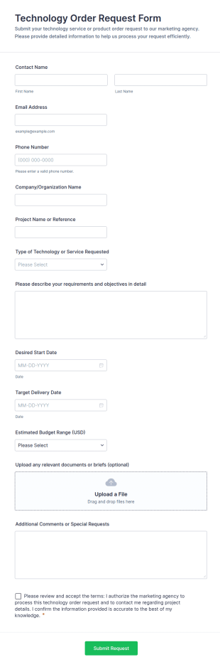 Technology Order Request Form Template