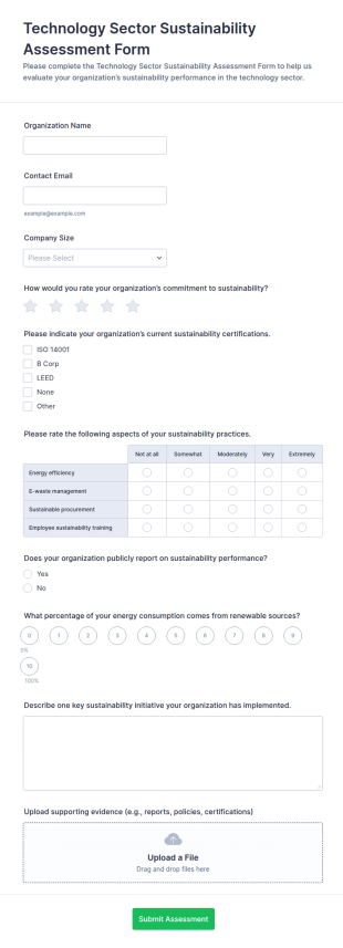 Technology Sector Sustainability Assessment Form Template