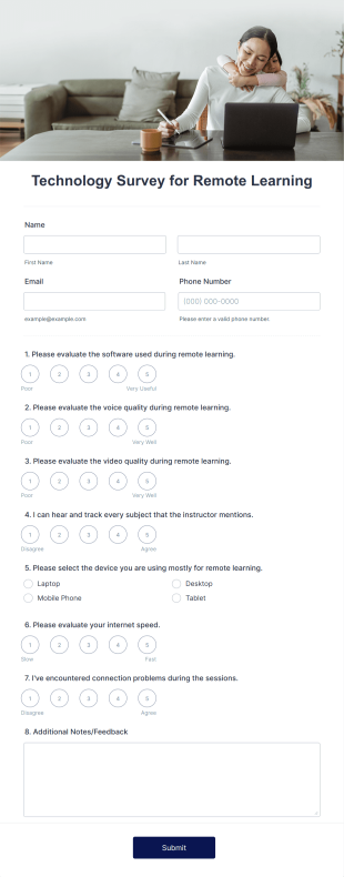 Technology Survey For Remote Learning Form Template