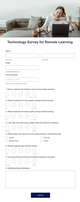 Technology Survey For Remote Learning Form Template