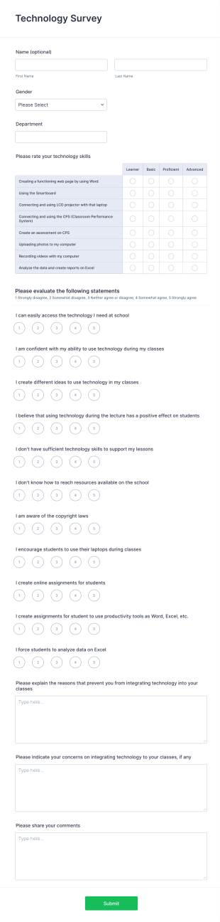 Technology Survey Form Template