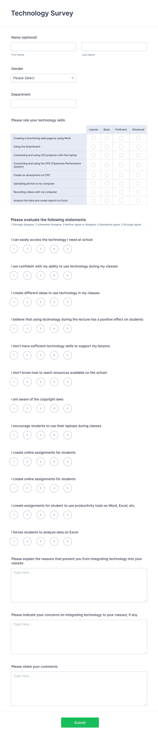 Technology Survey Form Template