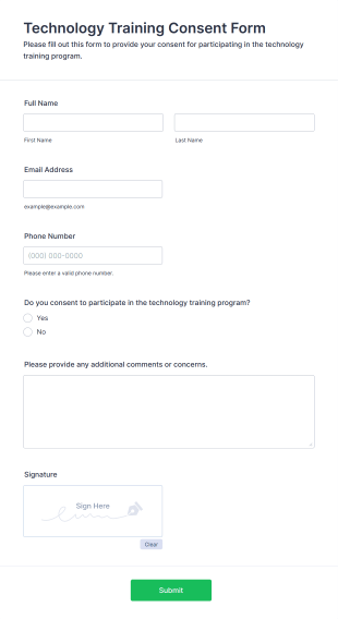 Technology Training Consent Form Template