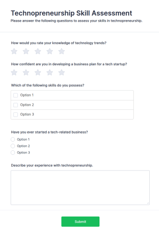 Technopreneurship Skill Assessment Form Template