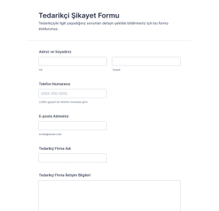 Tedarikçi Şikayet Form Şablonu