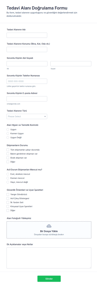 Tedavi Alanı Doğrulama Form Şablonu