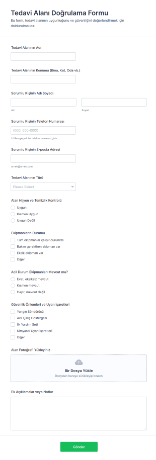 Tedavi Alanı Doğrulama Form Şablonu