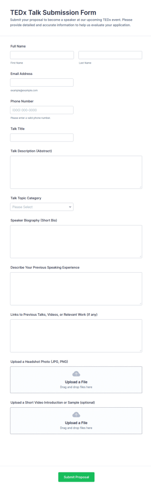TEDx Talk Submission Form Template