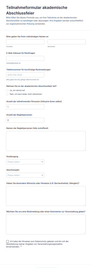 Teilnahmebestätigungsformular Für Die Versammlung