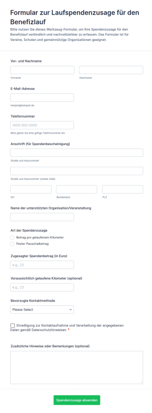 Teilnahmeerklärung Für Den Benefizlauf