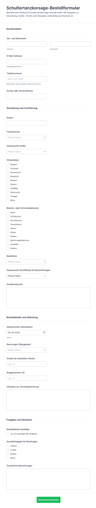 Teilnahmeformular Für Abschlussball Überraschung
