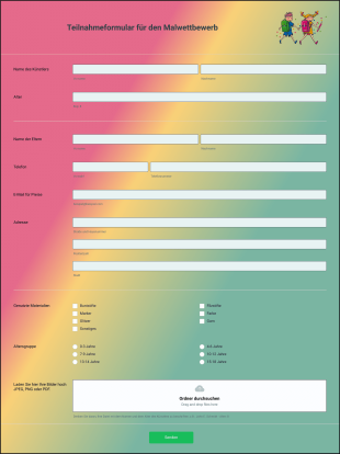 Teilnahmeformular Für Den Malwettbewerb Form Template