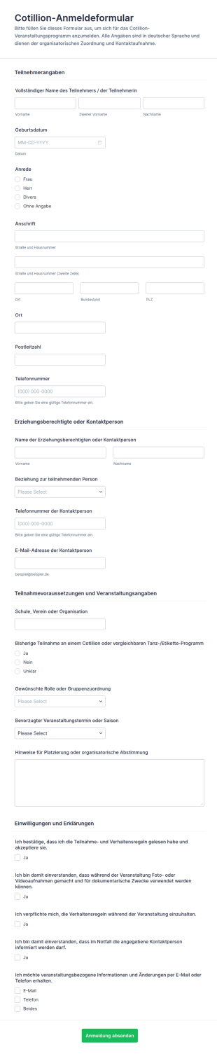 Teilnehmerbewerbung Für Den Ball