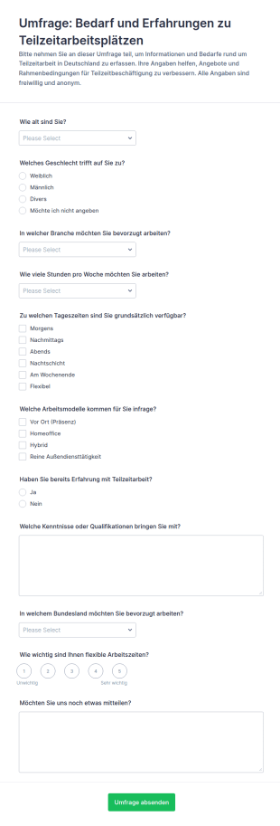 Teilzeitstellen Bewerbungsbefragung