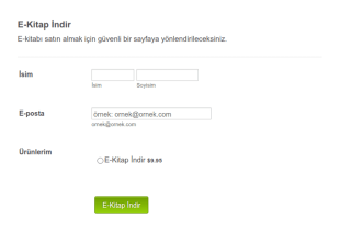 Tek Ürünlü / Tek Seçimli Siparişler Form Şablonu