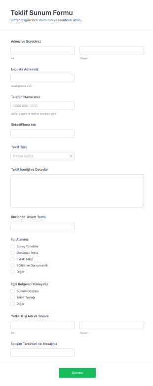Teklif Sunum Form Şablonu
