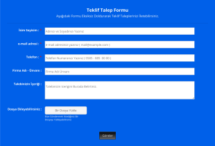 Teklif Talep Formu Örneği Form Template