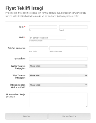 Teklif Talep Form Şablonu