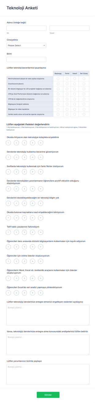 Teknoloji Anketi Form Template