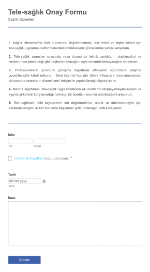 Tele Sağlık Onay Form Template