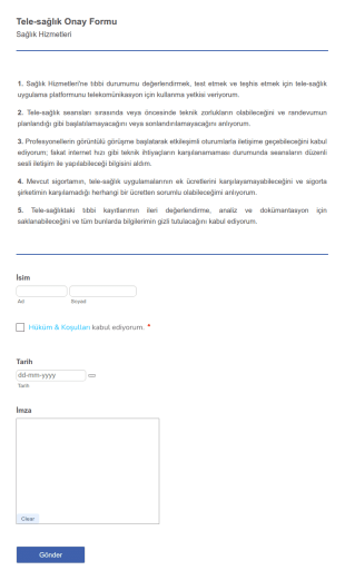 Tele Sağlık Onay Form Şablonu