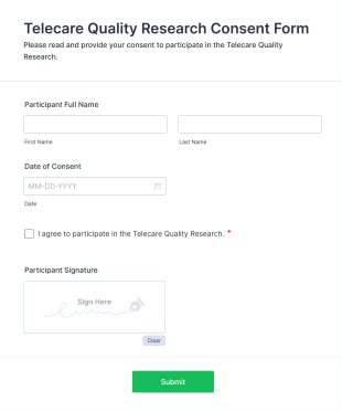 Telecare Quality Research Consent Form Template