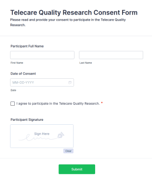 Telecare Quality Research Consent Form Template