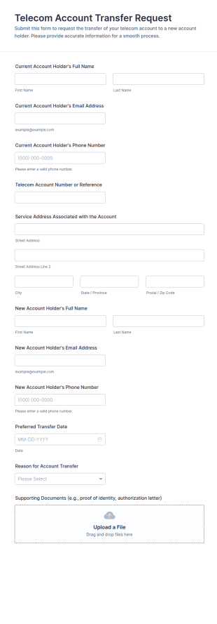 Telecom Account Transfer Request Form Template